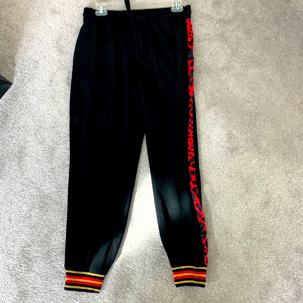 Medium Black joggers with leopard piping